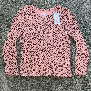 Cat & Jack Cheetah Print Thermal Long Sleeve Top - XL (14)